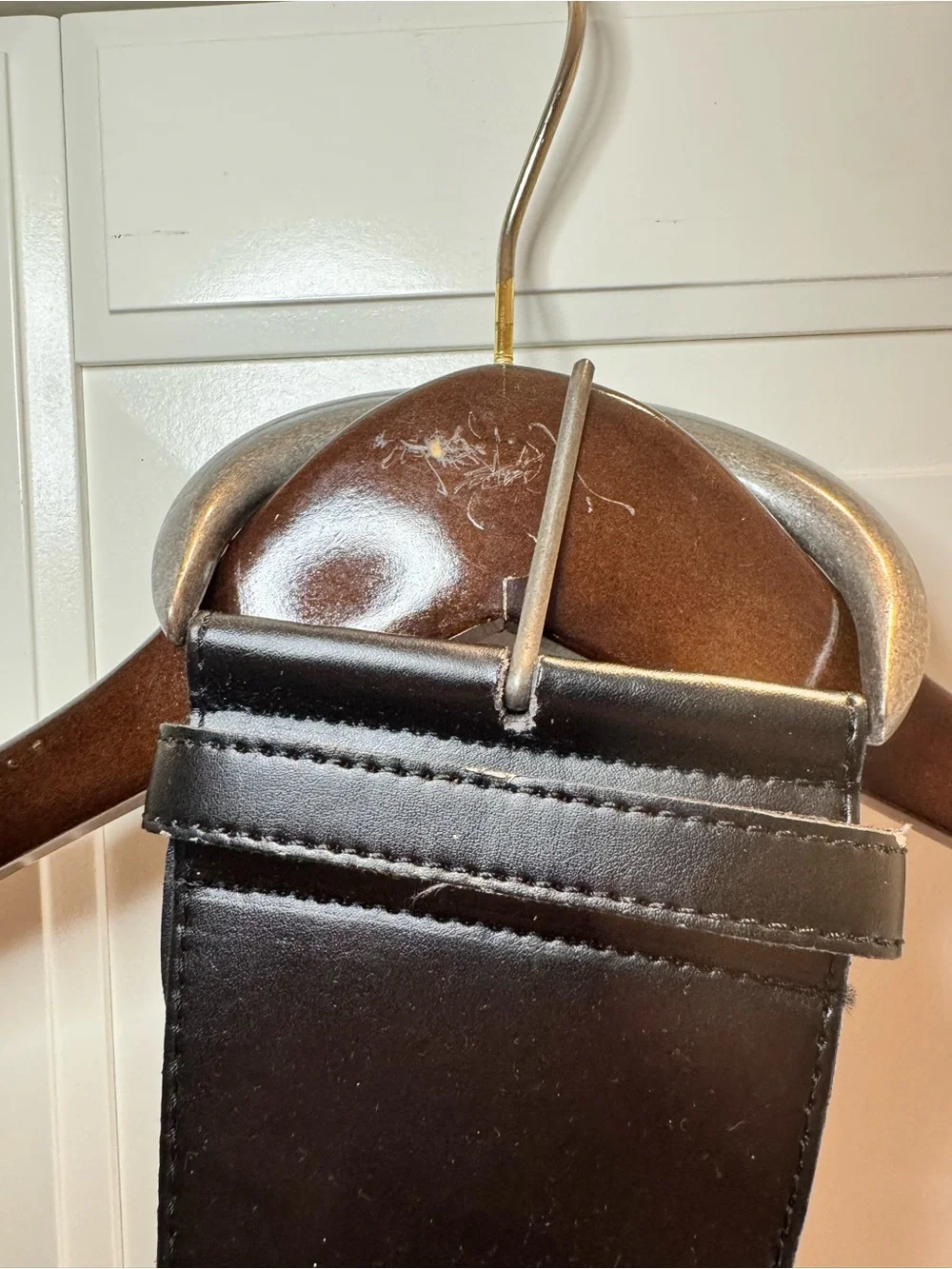 Black Wide Faux Leather Y2K Belt with Metal D-Ring Buckle